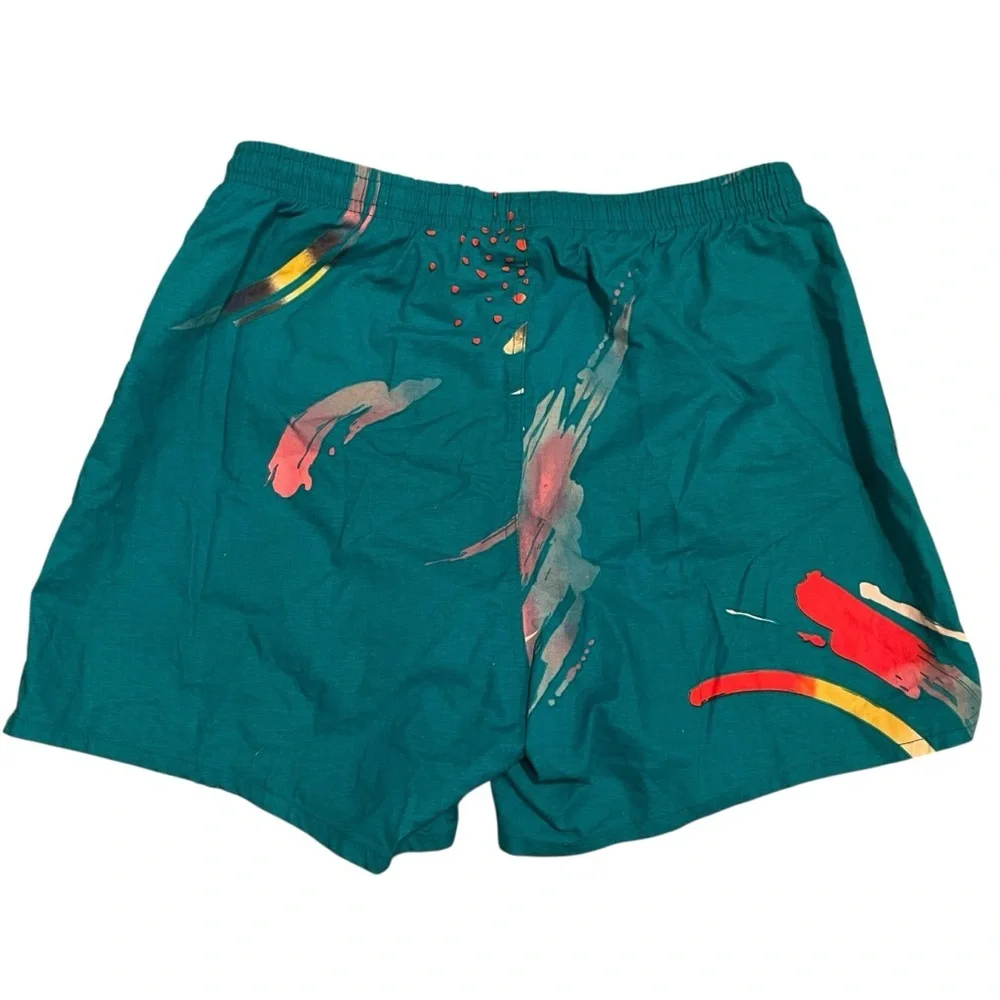 OP Blue Swim Trunks with Elastic Waistband and Aquatic Design